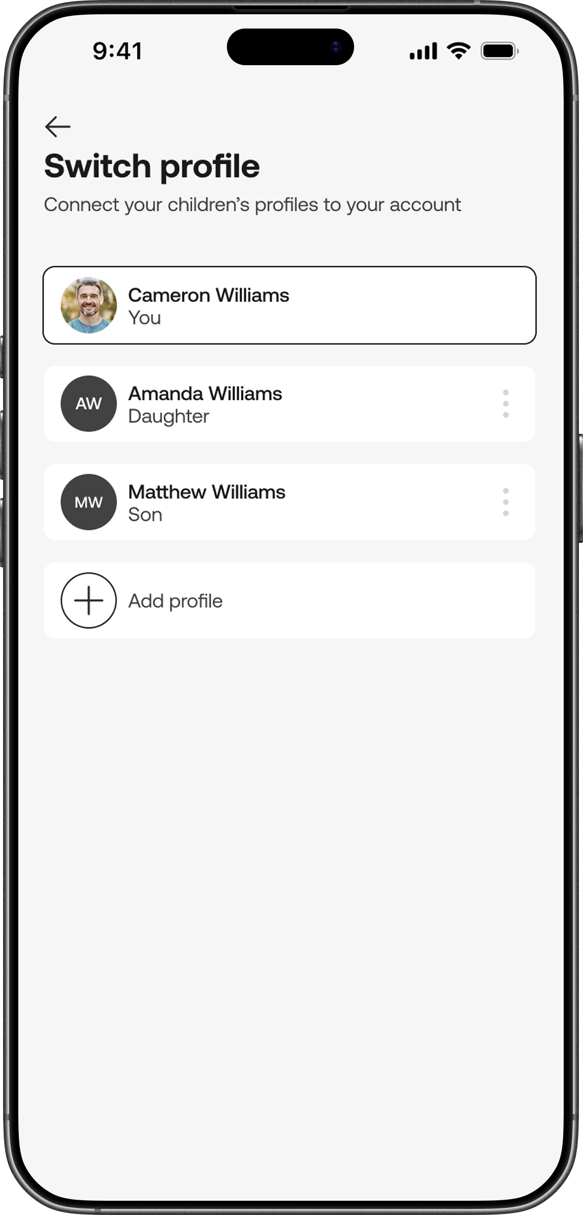 Parent-child connected profiles