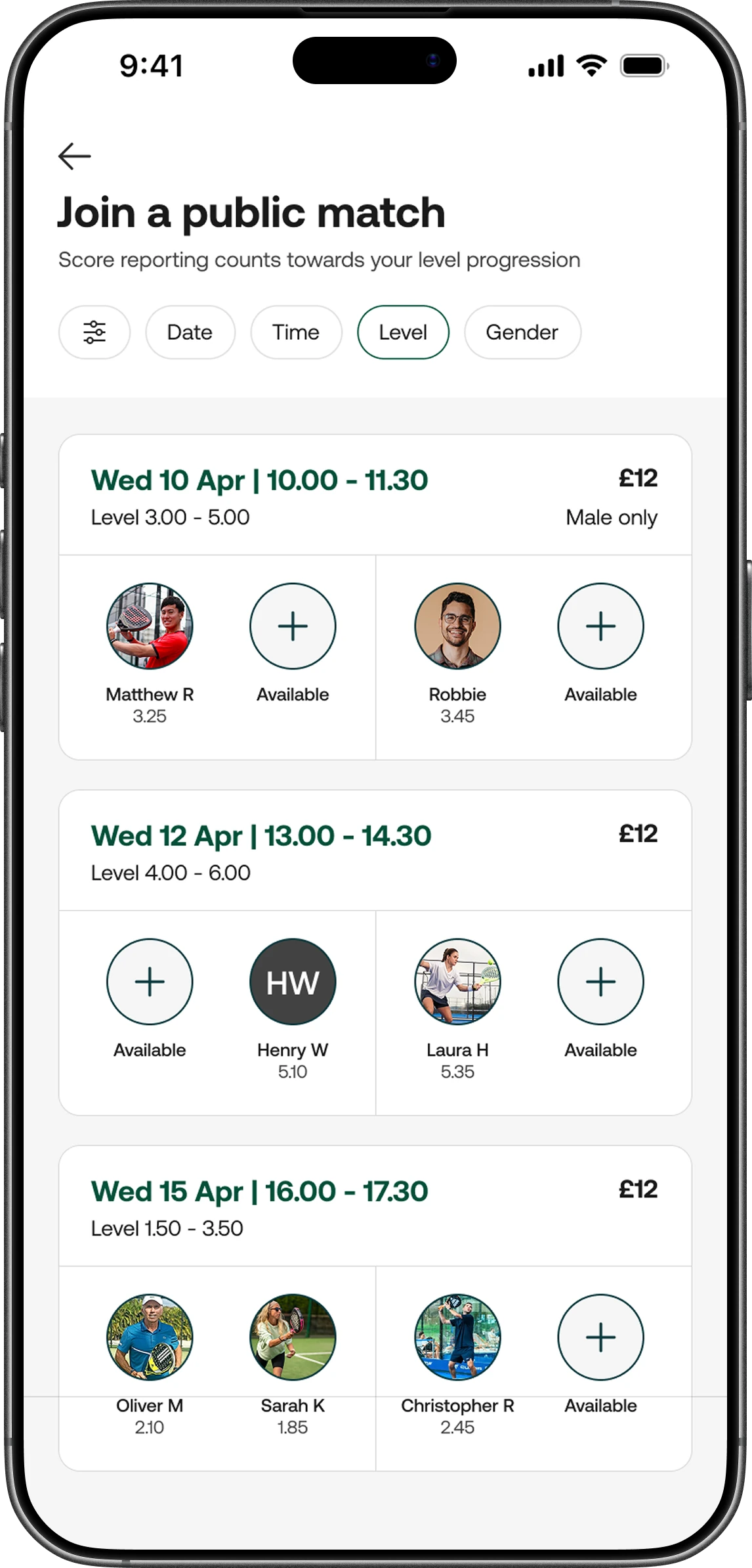 Public and private matches