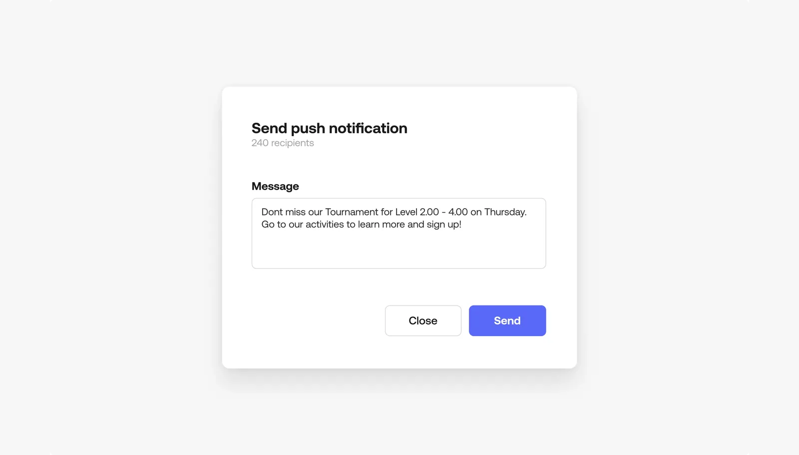 Club-created push notifications