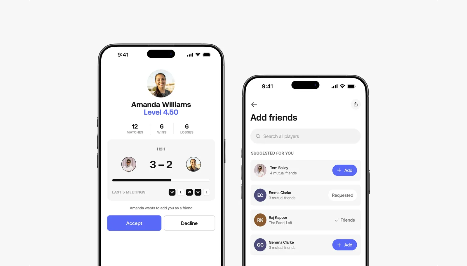 Friends & Head 2 Head Stats