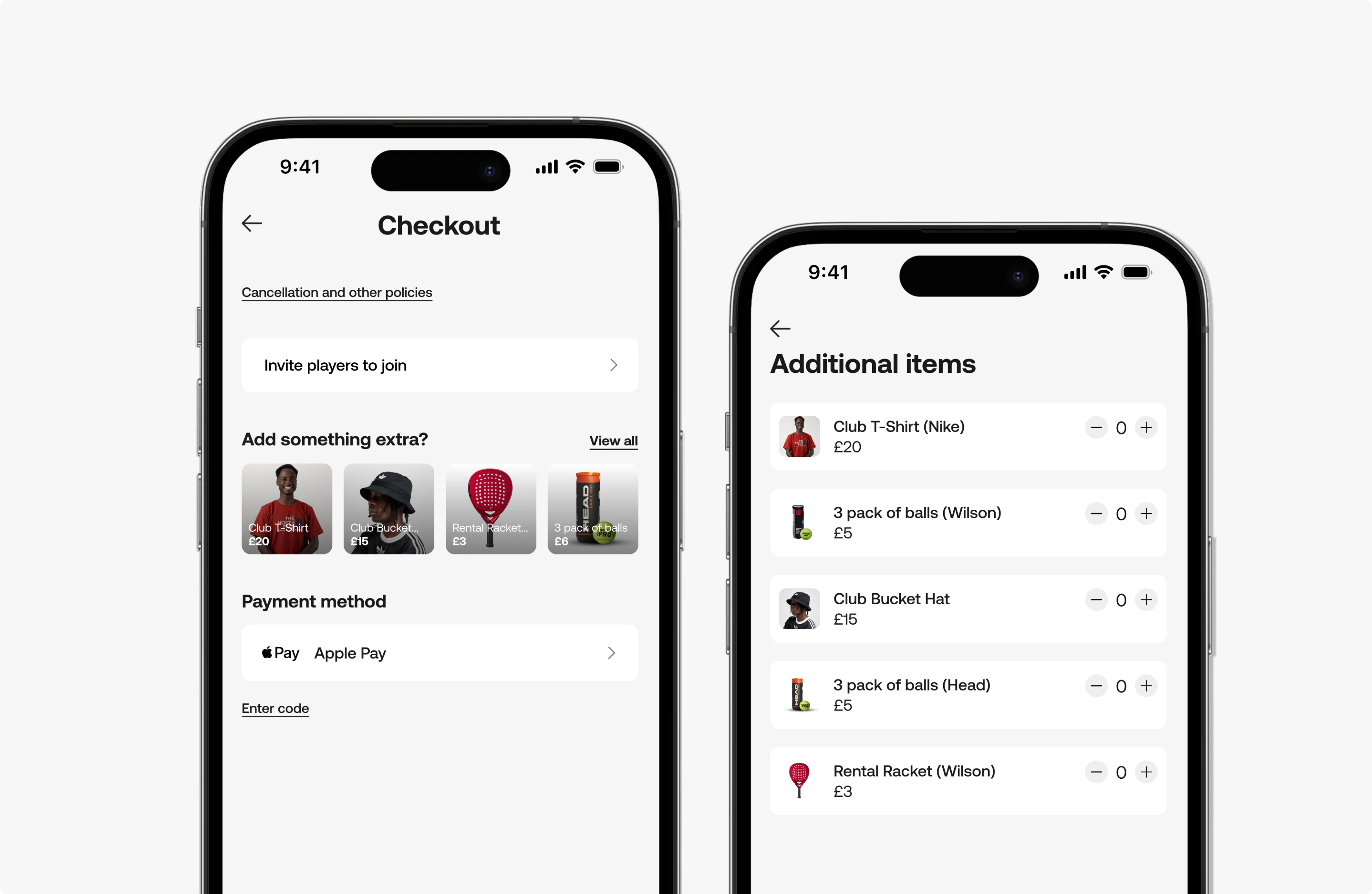 Additional items at checkout