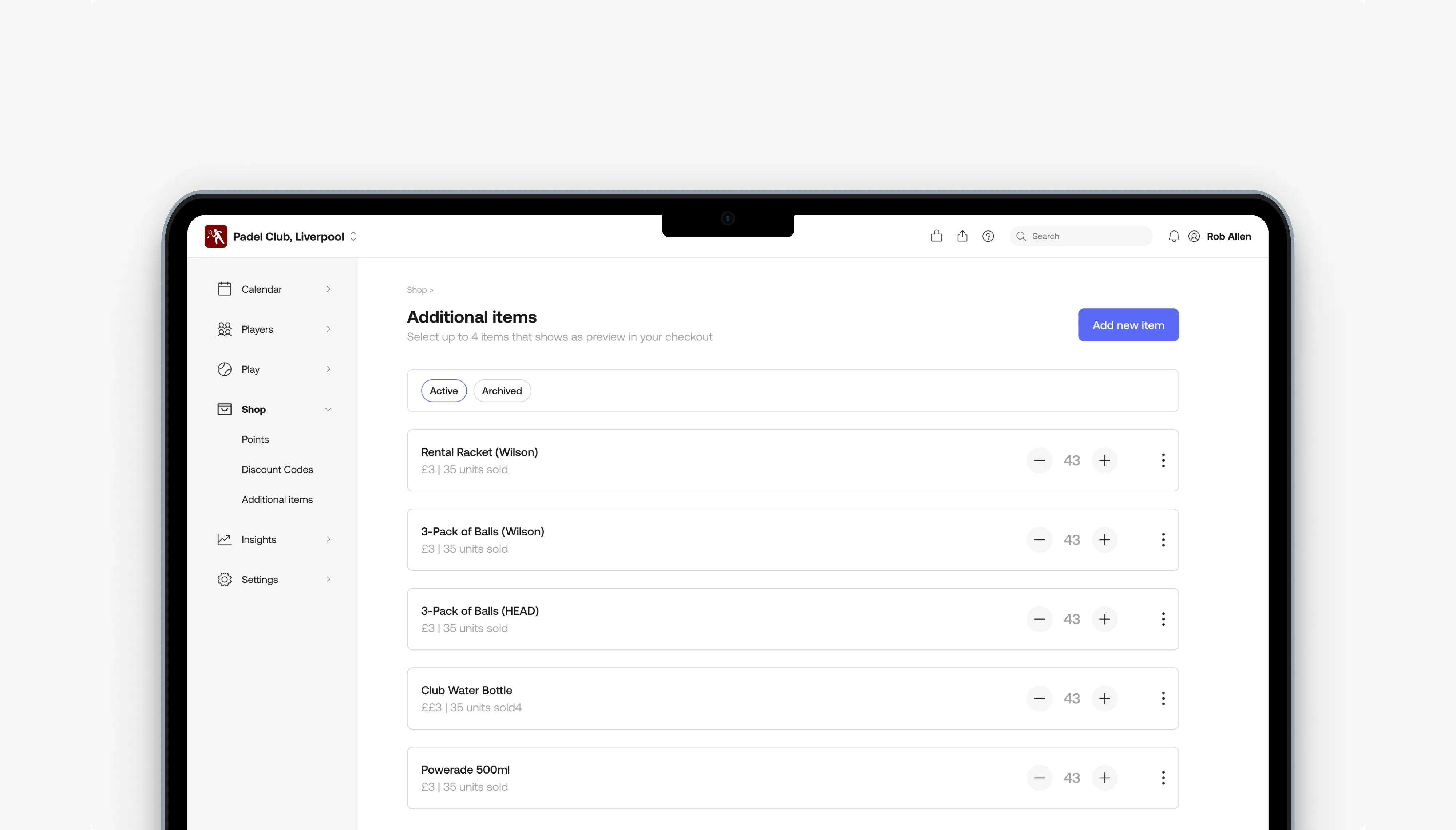 Additional items at checkout