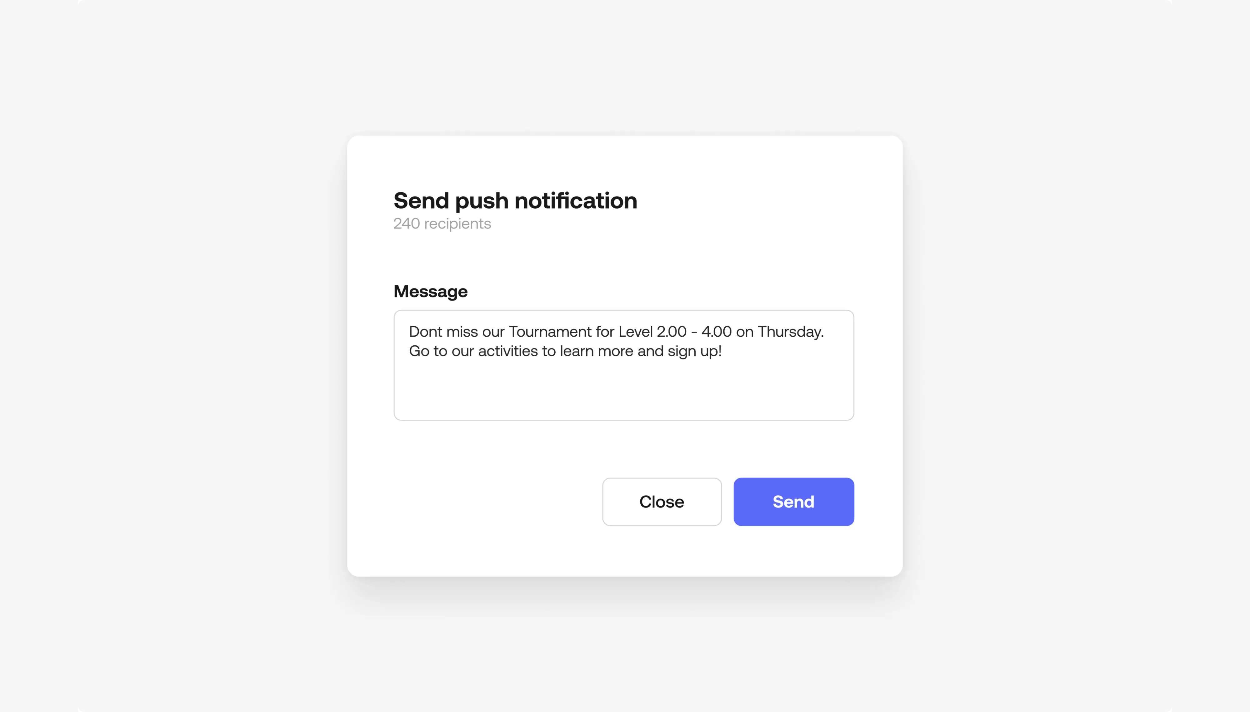 Club-created push notifications