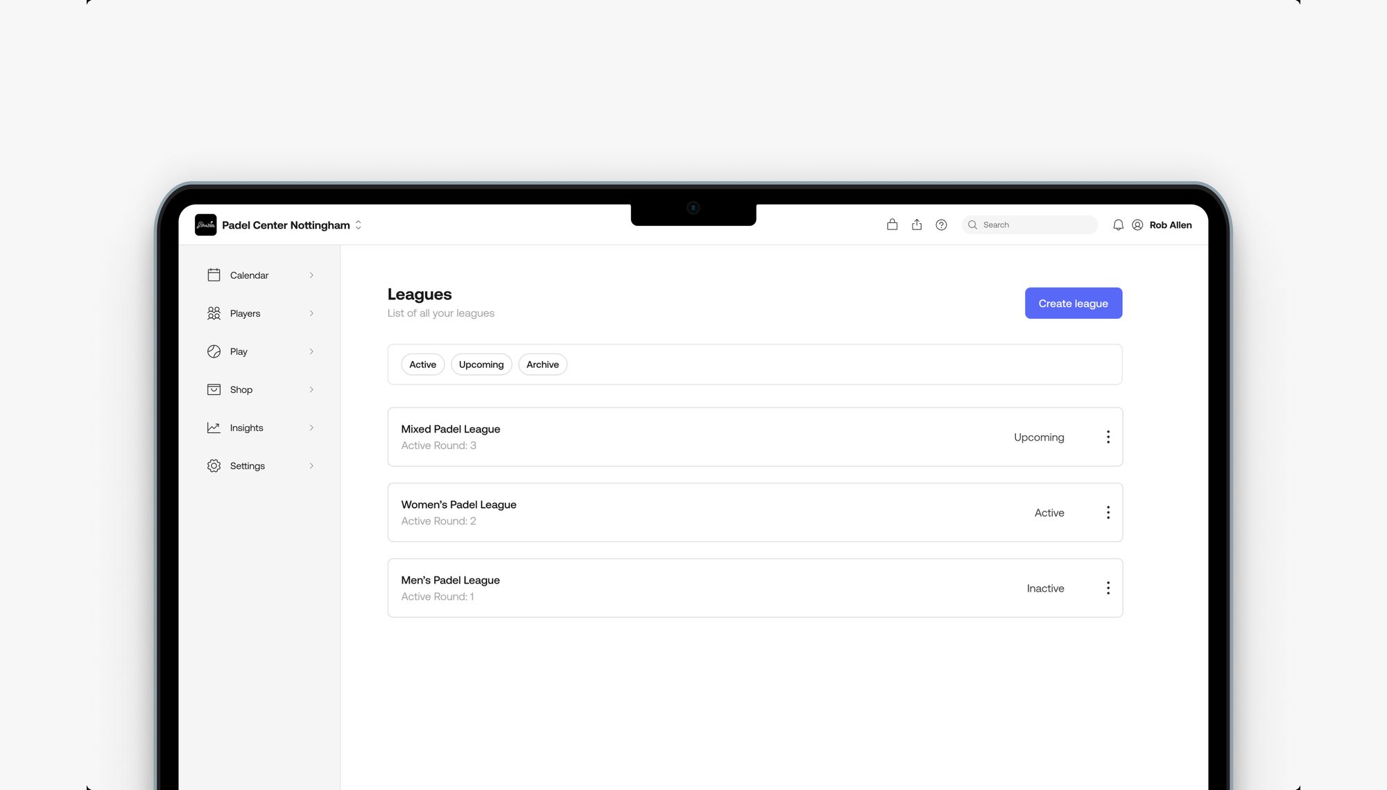 In-house leagues module