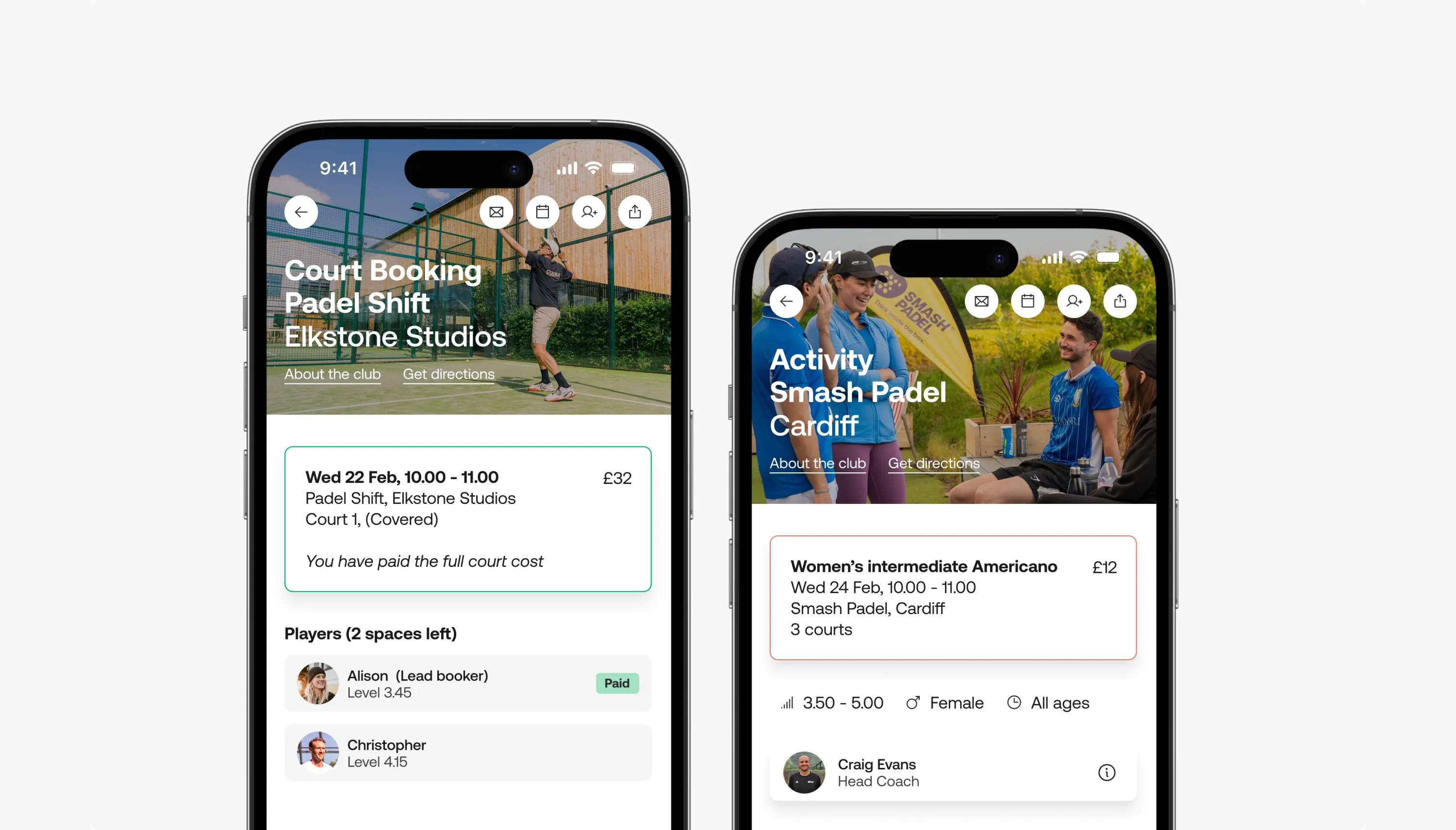 Updated booking detail screens